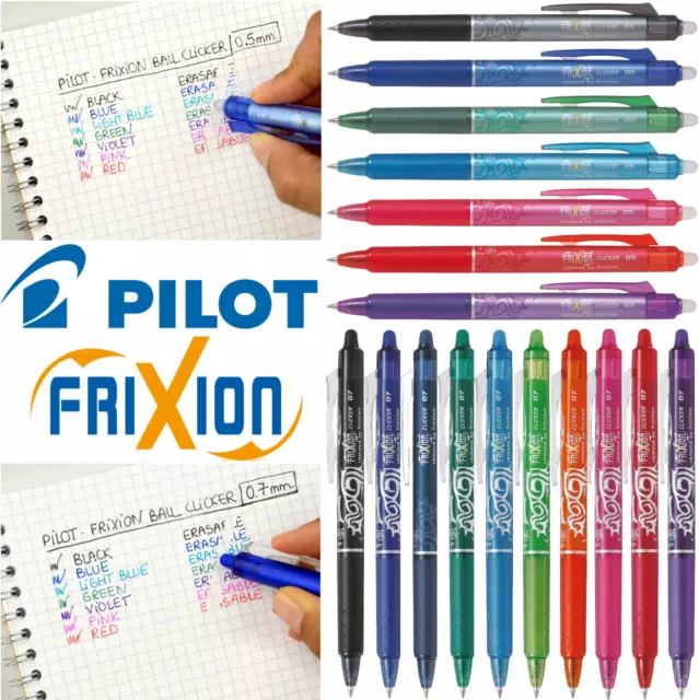 Pilot FriXion Clicker Rollerball Pen Erasable 0.5 Fine 0.7mm Medium All Colours