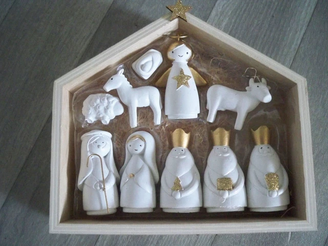 Set decorativo 10 pezzi presepe bianco