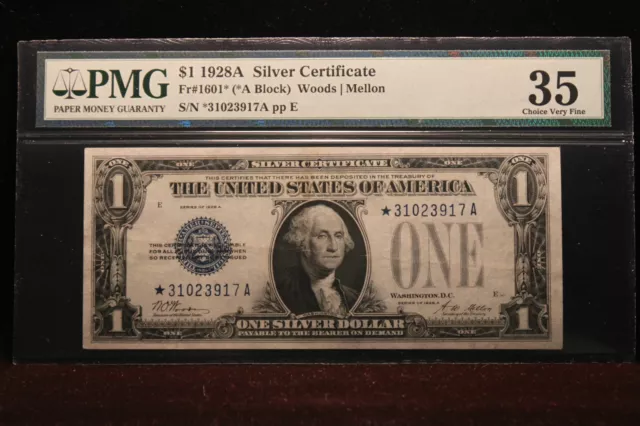 1928A $1 Star Funny Back PMG 35 Ch V F Fr. 1601* "Beautiful" "Rare"