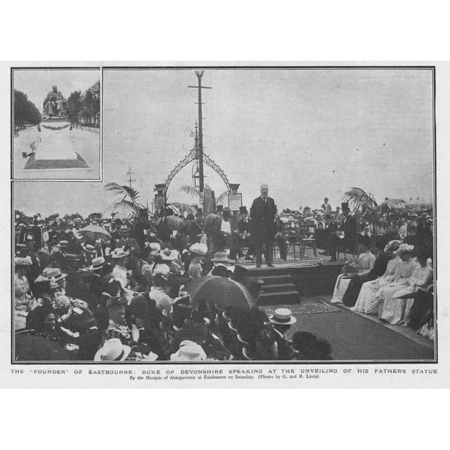 EASTBOURNE Unveiling of the Duke of Devonshire Statue - Antique Print 1901