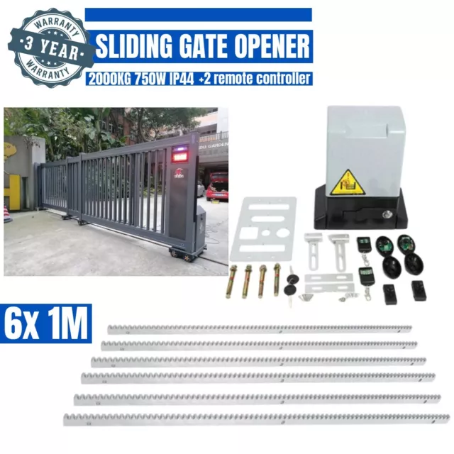 2000KG Automatic Electric Sliding Gate/Door Opener Motor Kit w/Remote + 6m Racks