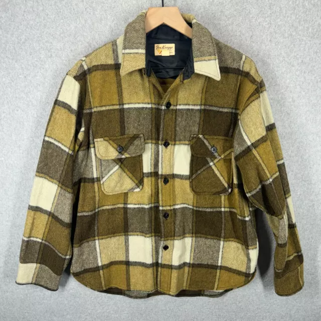 Fox Knapp Vintage 50s 60s Plaid Wool Flannel Jacket Shank Button RARE Mens Large