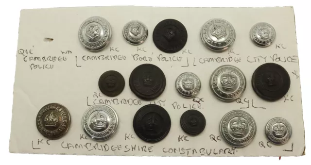 Lot of Obsolete Cambridge City Police & Cambridgeshire Constabulary Buttons F9