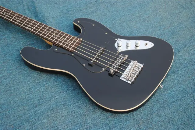 Black 5-String Electric Jazz Bass Guitar Black Pickguard rosewood fingerboard