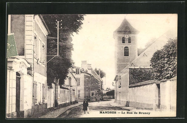 CPA Mandres, La Rue de Brunoy 1922
