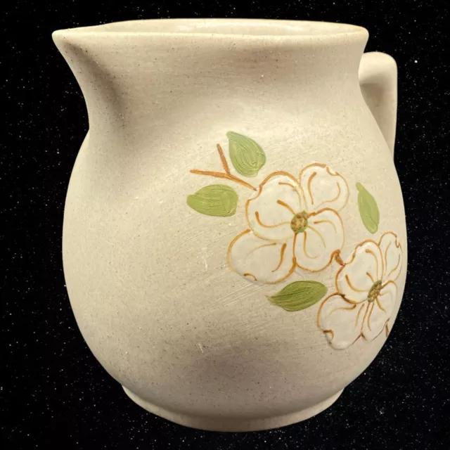 Vintage Pigeon Forge Art Pottery Pitcher Dogwood Design 5”T 6”W 2