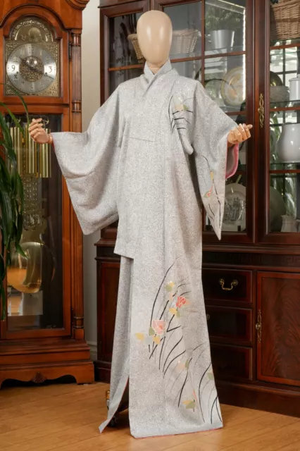 Dear Vanilla Japanese Silk Homongi Kimono Women's Authentic Japan Vintage Mint
