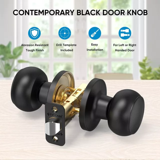 Privacy Door Lock Set Entrance Lock Knob Bedroom ORB Passage Locks Round Lever 3