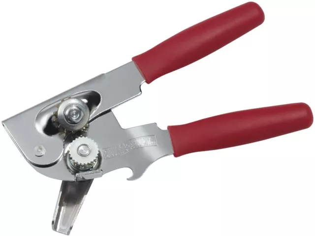 SWING-A-WAY Portable Manual Steel Can Opener with Bottle Opener - Red
