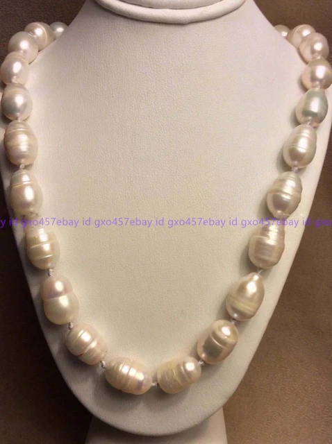 Natural 11-13MM Silver Gray Freshwater Baroque Pearl Necklace 18" AA