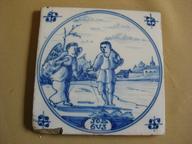 Antique Dutch Delft Biblical Tile