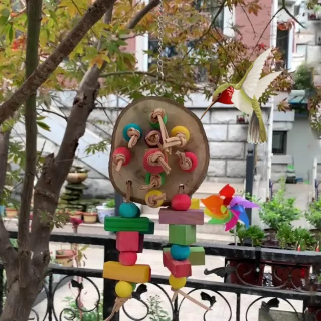 Juguete de mordedura de loro exquisitas cuentas decorativas bloque jaula de loros juguete seguro para mordeduras de pájaro