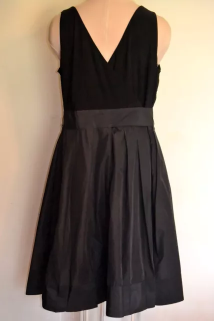 Ralph Lauren LBD Sash Waist Wrap Black Dress Knit Bodice/Microfiber Skirt-18W