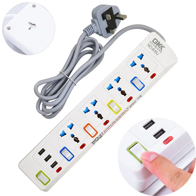 Cube Extension Lead 1.5M With USB Slots (20W PD USB C),Chiefox 4 Way