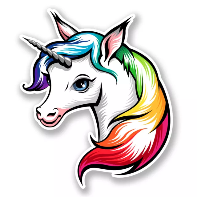 2 x Pretty Unicorn Vinyl Stickers Laptop Car Girls Horse Pony Fun Gift #6704/SV