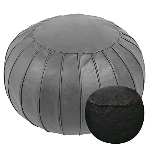 CITY IN CITY Stuffed Pouf Ottoman with Sponge Liner Faux Leather Poufs Pouf S...