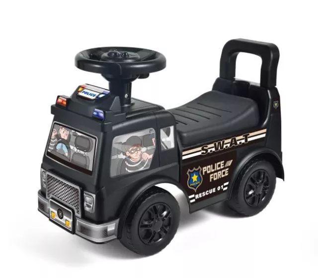 Kids Toddlers Ride On  Push Along Indoor Outdoor Police Car With Musical Sounds