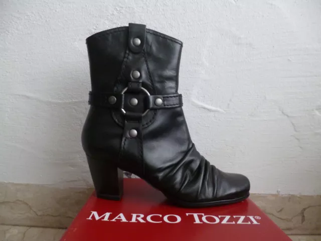 Marco Tozzi Bottes Bottines Bottes Chaussures Noir Cuir Neuf