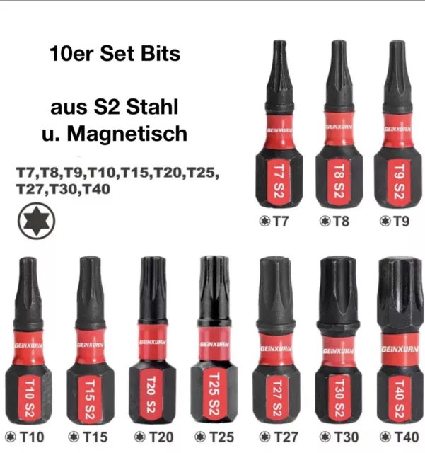 Bit Biteinsatz Bits Torx Gr. T10, T15, T20, T25, T30, T40 TX S2 Stahl Bitsatz