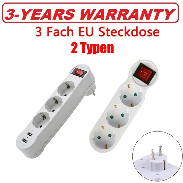 2 FACH EU Steckdose Steckdosenleiste Mehrfachsteckdose Steckdosenverteiler 2type 394610060140