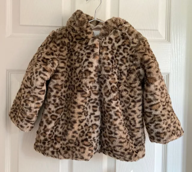NUOVO GEORGE cappotto in pelliccia sintetica stampa leopardata bambine: 3-6, 6-9 e 12-18 mesi