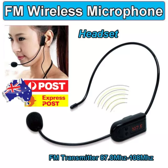 FM Wireless Microphone Headset Megaphone Radio Mic for Loudspeaker