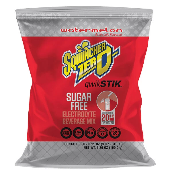 Sqwincher Qwik Stik Zero Single Serve, 0.11 oz Packs, 20 oz Yield, Watermelon,