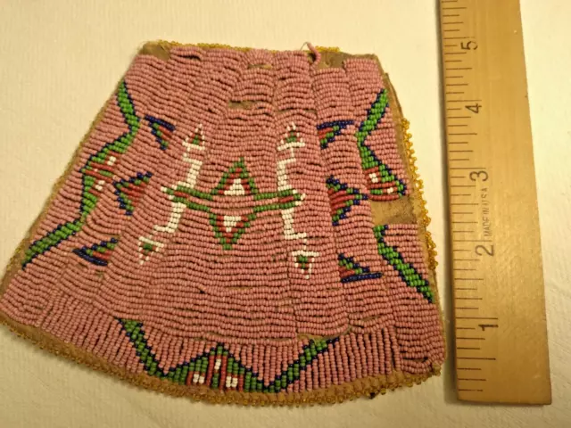 Old Native Nez Perce  Beaded Bag Sinew Sewn Yakima Double Sided Northern Sioux? 2