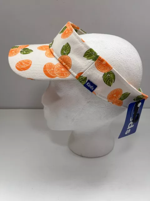 NWT Keds Womens Citrus Painterly Fruit Sun Visor/Hat, Adjustable Back Strap Golf