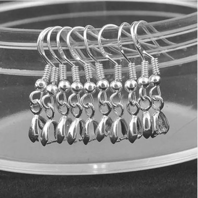 Hot Wholesale 20PCS DIY Findings 925 Sterling Silver Hook Pinch Bail Ear Wire