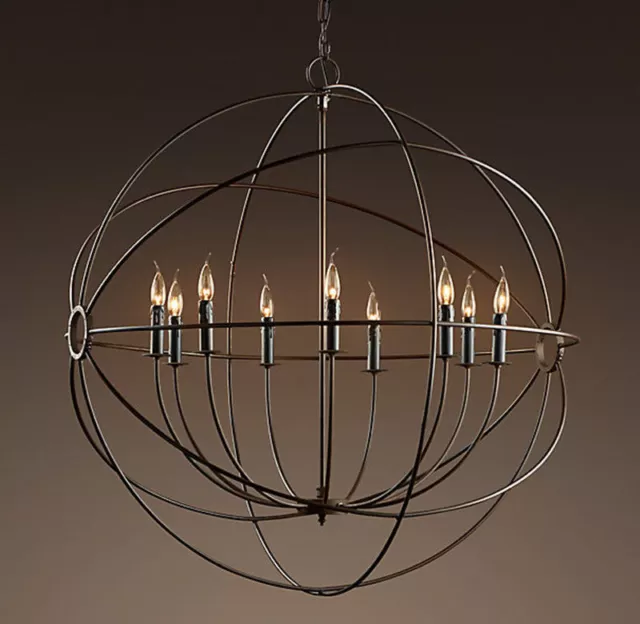 Loft Rtro Focaults ORB Chandelier Metal Industial Pendant Lamp Rustic Light 2