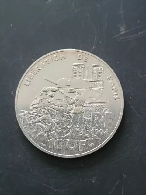 pièce de 100 francs en argent Libération De Paris (1994)