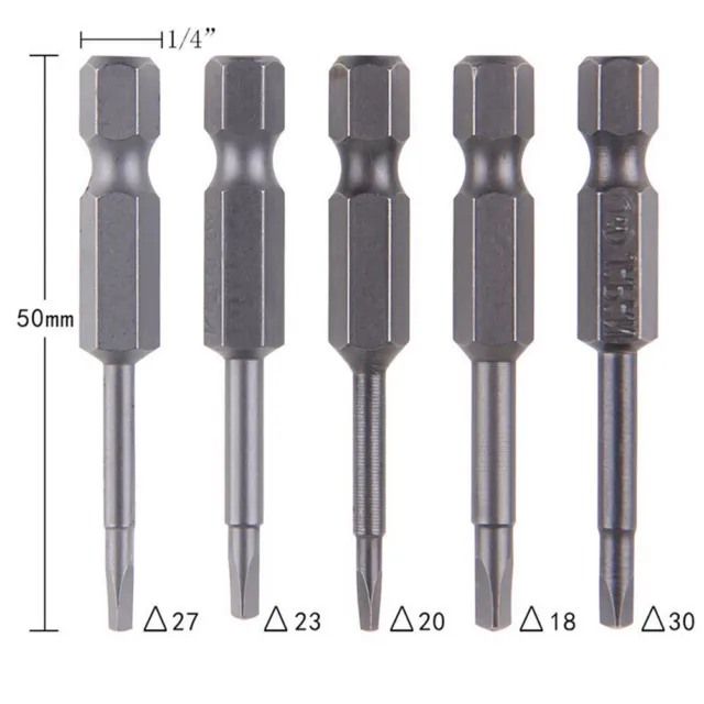 5Pcs /Set Magnetic Triangle Head Screwdriver Bits S2 Steel 1/4 Hex Shank 50mm A