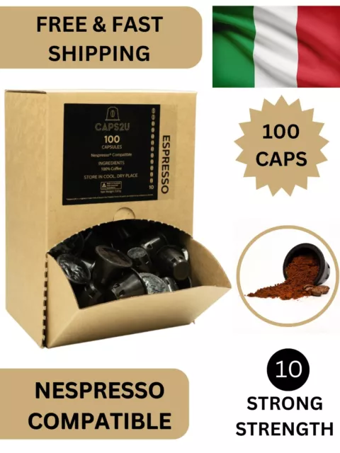 x 100 Nespresso Compatible Coffee Capsules Pods Strong Ristretto Pack Australian