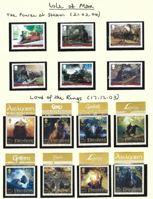 Isle of Man MNH: 2003 Power of Steam & 2004 Lord of the Rings Sets