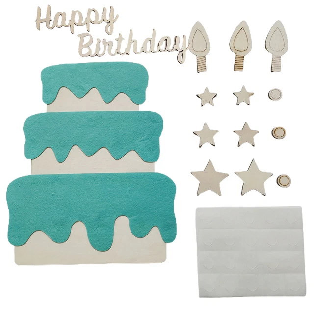 Wall Poster Delicate Reusable Birthday Blessing Felt Cake Hanging Sign Universal