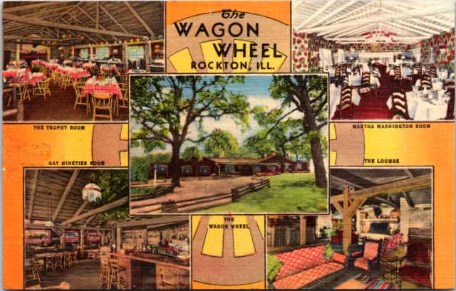 40's Rockton IL Restaurant Wagon Wheel Women Only Cooking Dining Bar Exterior