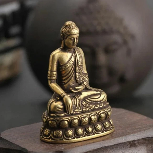 HOT Brass Sitting Buddha Figurine Small Sakyamuni Statue for Collection Jour