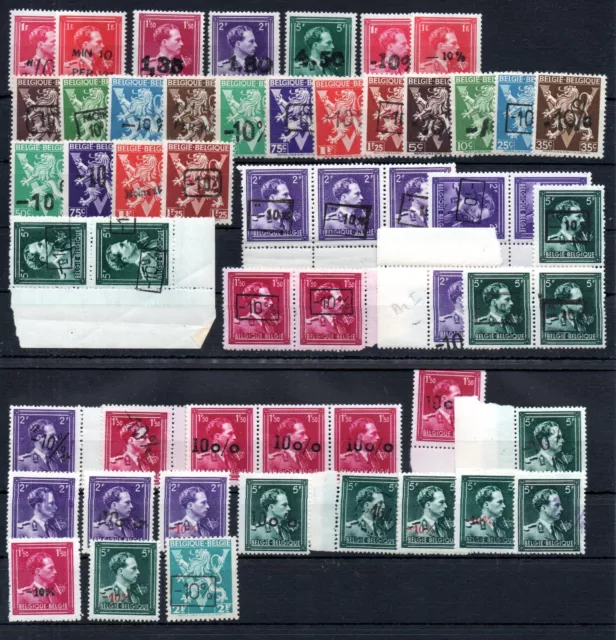 BELGIUM , 1945 / 1946 , large lot stamps with reduced face value , MNH , LOOK !