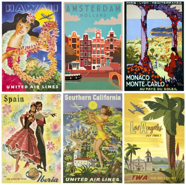 Vintage Travel Posters Retro Home Wall Art Prints Tourism Holiday Pictures