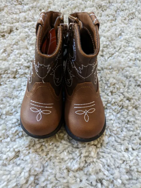 Wonder Nation Baby  Brown Western Boot Size 5 new boots embroidered kids