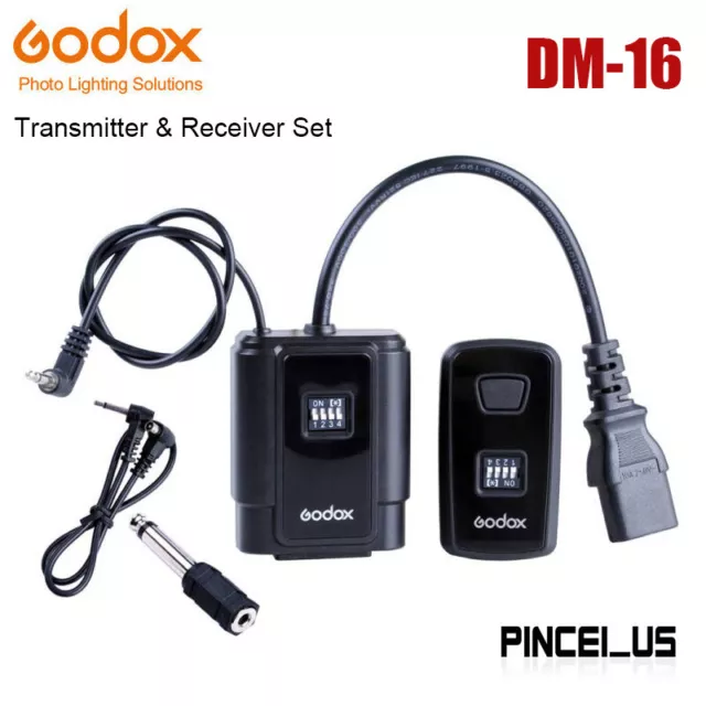 Godox DM-16 Studio Flash Trigger Set Transmitter+Receiver For DE300 DE400 SK300