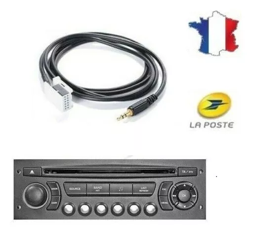 AUX Audio Adaptateur câble Auxiliaire 3.5mm Peugeot 207 307 308 Citroen RD4 ⭐⭐⭐
