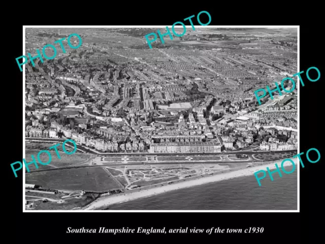 OLD LARGE HISTORIC PHOTO OF SOUTHSEA HAMPSHIRE ENGLAND TOWN AERIAL VIEW c1930 2