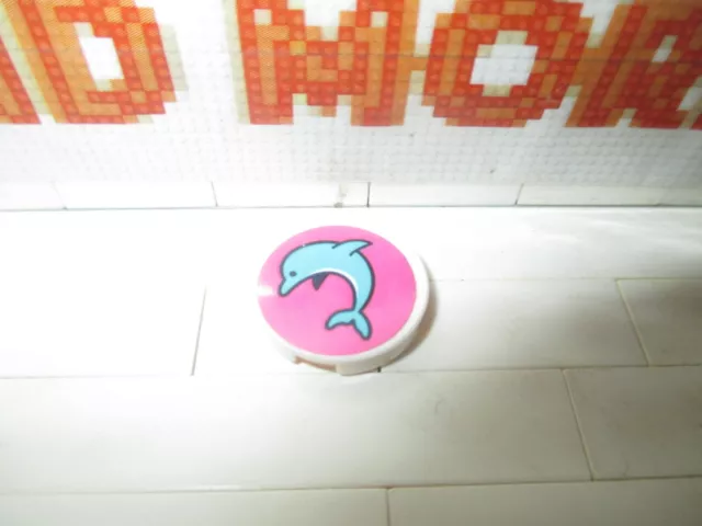 LEGO - 1x Tile Round 2x2 Medium Azure Jumping Dolphin Left Pattern 14769pb421L