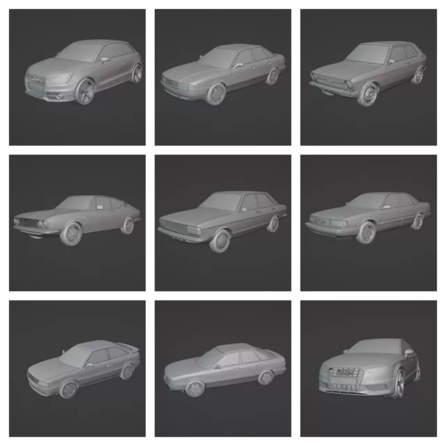 3D Printed (A*) 1/87 Scale Cars Hundreds of Models to Choose from