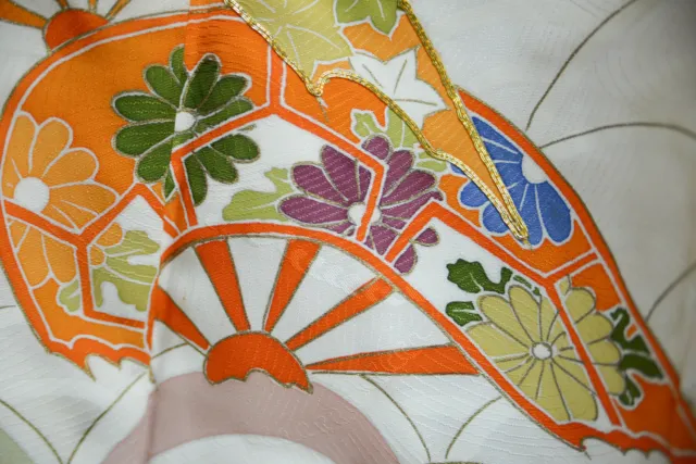 kimono japan japanese made  TUKESAGE  robe  vintage silk  pattern  11-22