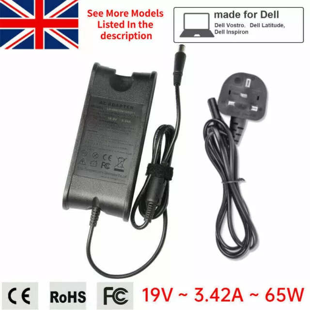 For Dell Latitude 3300 5300 5400 5500 7300 7400 65w UK Power Adapter Charger