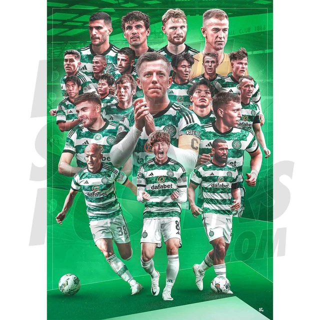 Celtic FC Squad 23/24 Poster Montaggio PRODOTTO CON LICENZA UFFICIALE A4 A3 A2