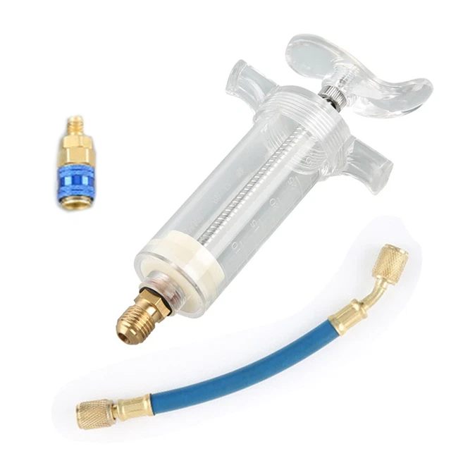 Raccord 1/4 Pouce Injecteur D'Huile De Climatisation 30 Ml - Raccord 1/4 Pour Recharge AC Voiture Et Maison Kit Huile Colorant Clim